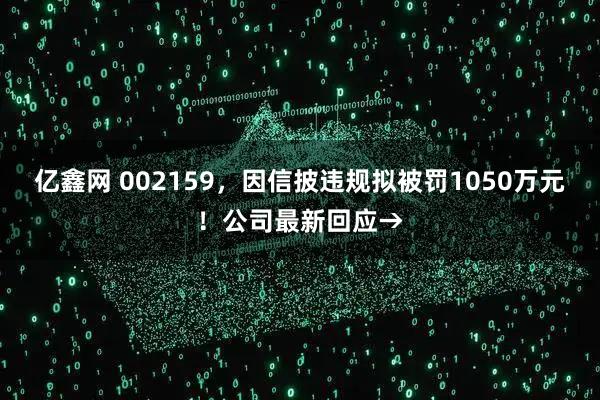 亿鑫网 002159，因信披违规拟被罚1050万元！公司最新回应→